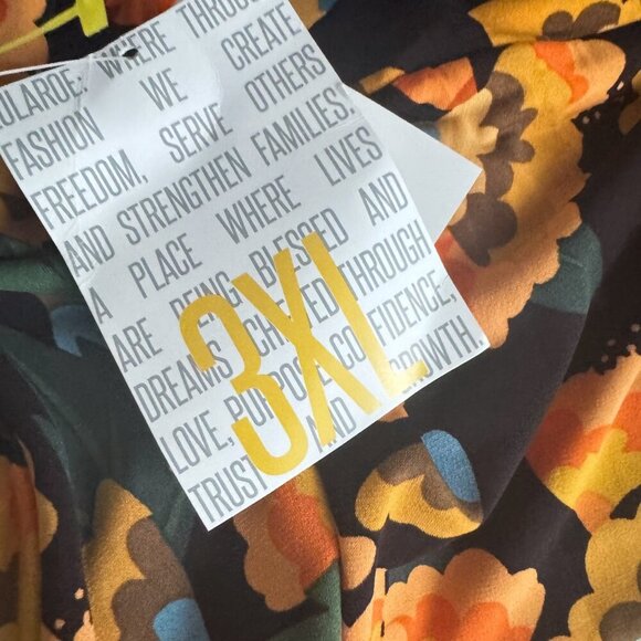 Lularoe Floral Black Orange Maxi Skirt 3XL - Picture 5 of 7